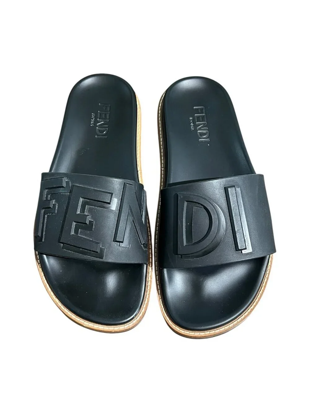 Fendi Blk Vocabulary Sandals 7X1148 Shark Sole